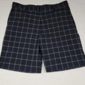 Walter Hagen Shorts Mens 38 Black Plaid Flat Front Golf Performance Outdoor